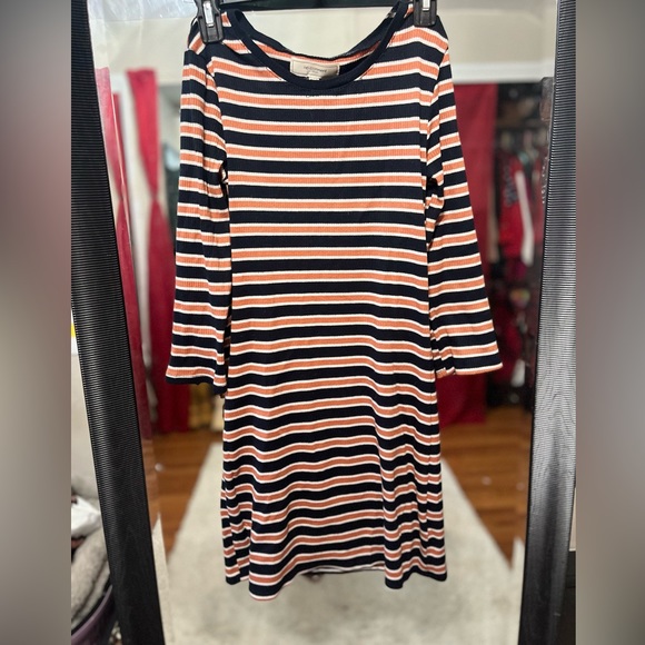 Striped Mini  Dress w/ Sleeves - Picture 2 of 3